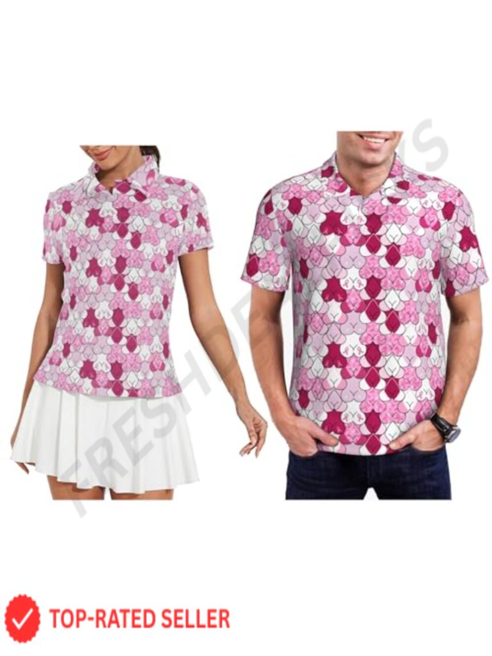 Funny Couple Golf Polo Shirt Moisture Wicking Matching Men Women Activewear